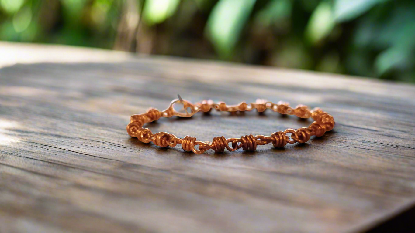 Copper wrapped mens bracelet
