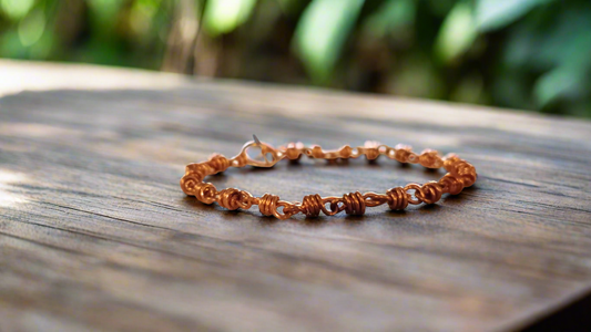 Copper wrapped mens bracelet