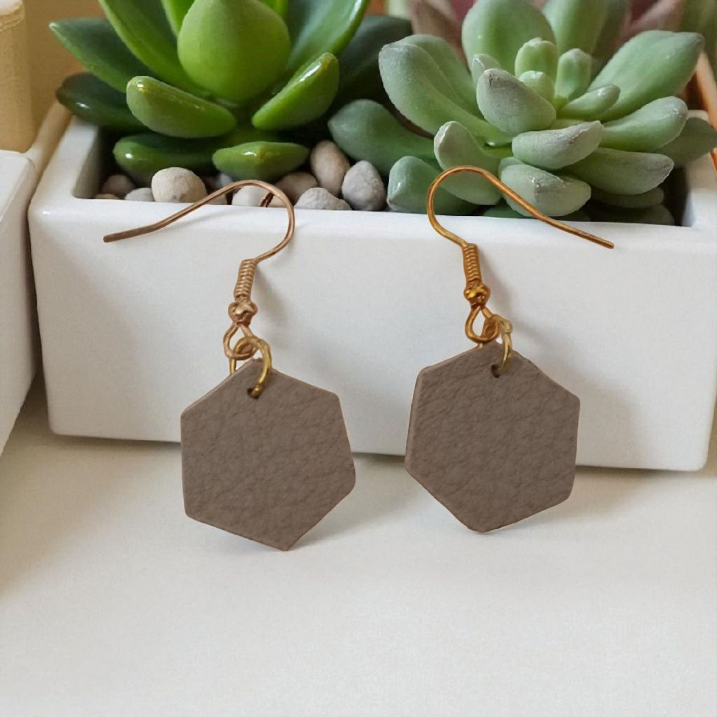 Honeycomb leather earrings
